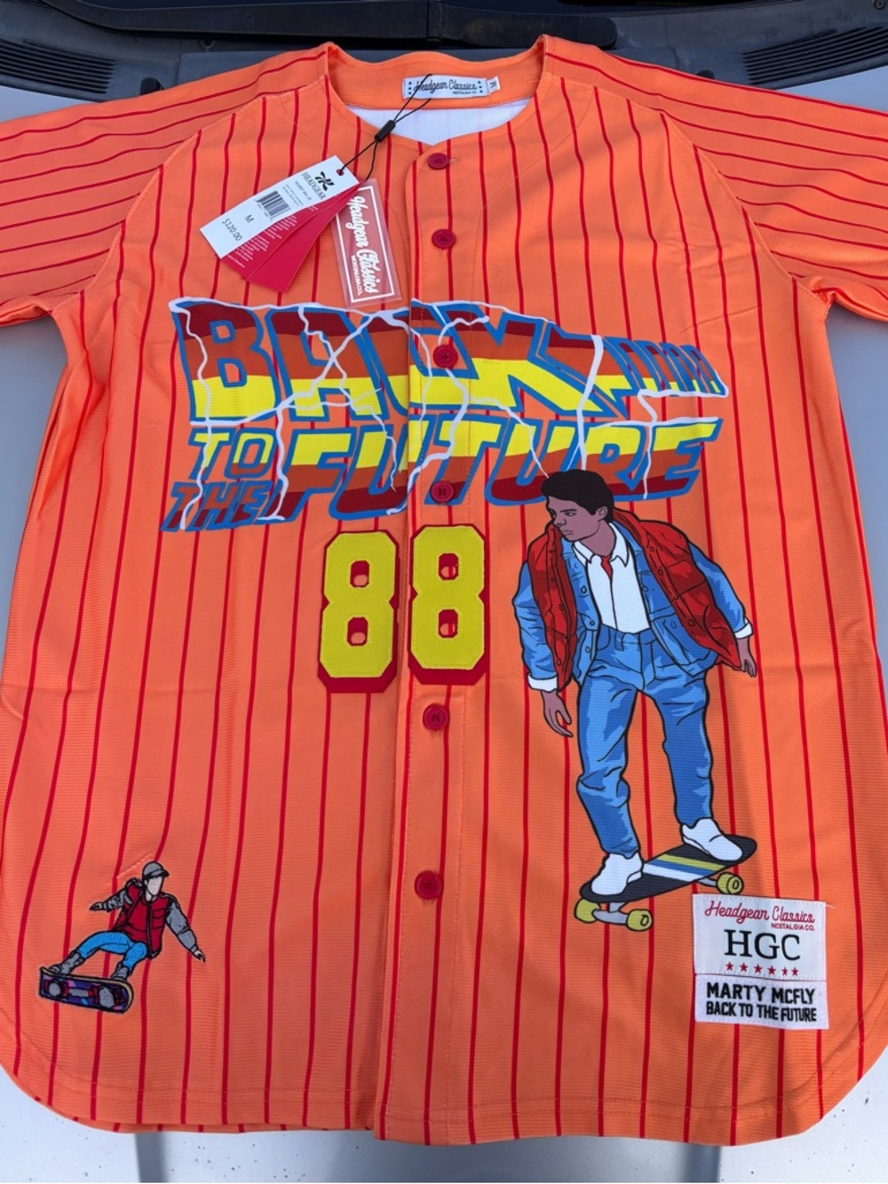 Back to the Future Marty McFly Orange Pinstripe Jersey by Headgear Classics